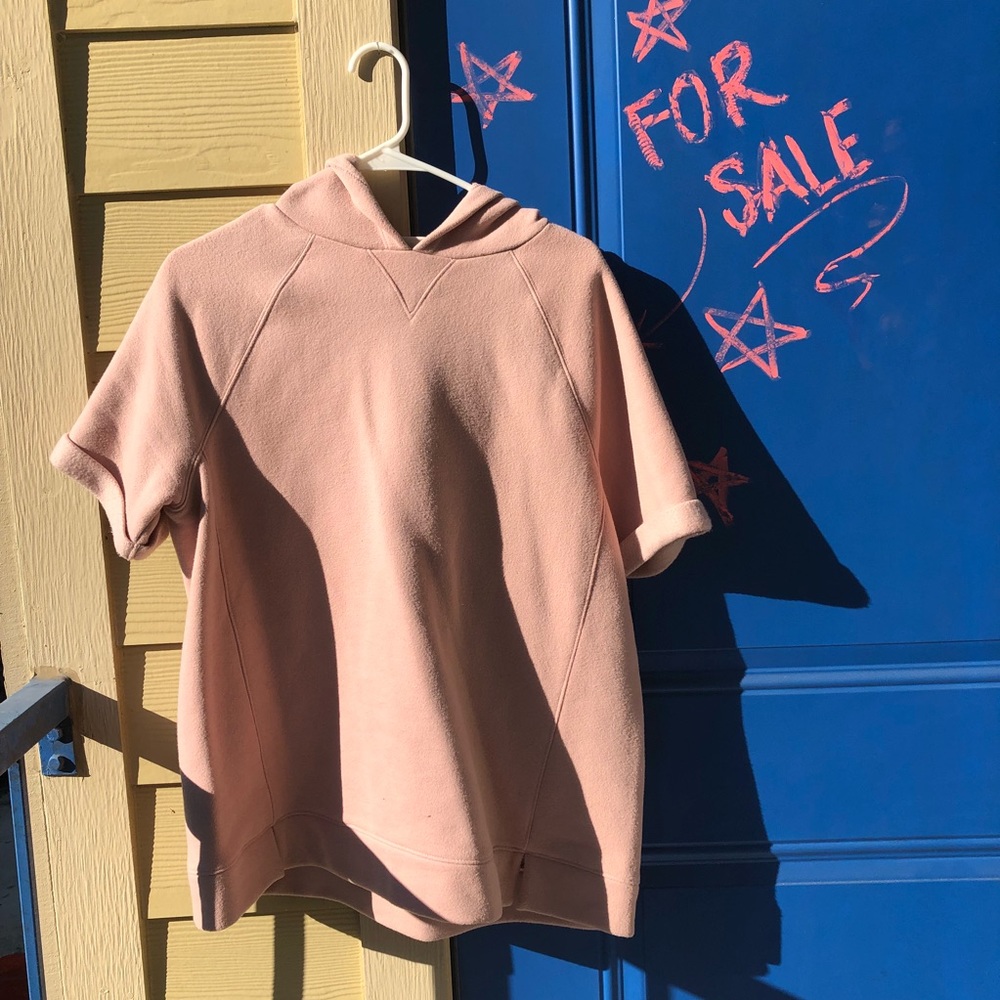 Dusty pink chill vibes short sleeve school hoodie